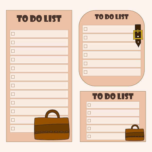 Vector template of the todo list planner in several variants business style