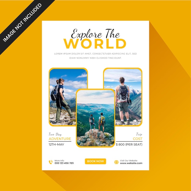 A vector template of a travel flyer design or vacation banner design