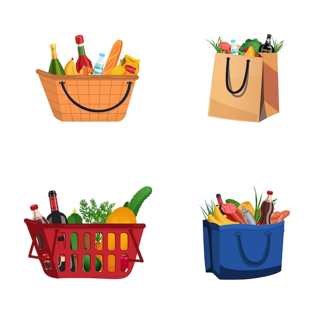 a vector template of vegetable and fruits bag design or vector art