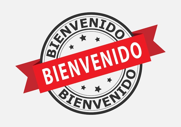 Premium Vector  Vector template for a welcome champ language spanish  welcome on the red ribbon