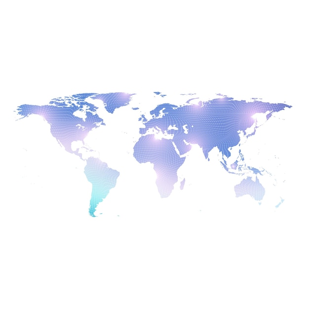 vector template world map with global technology networking concept. global network connections. digital data visualization. lines plexus. big data background communication. perspective backdrop