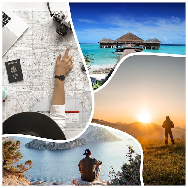 Vector vector templates collage travel photo