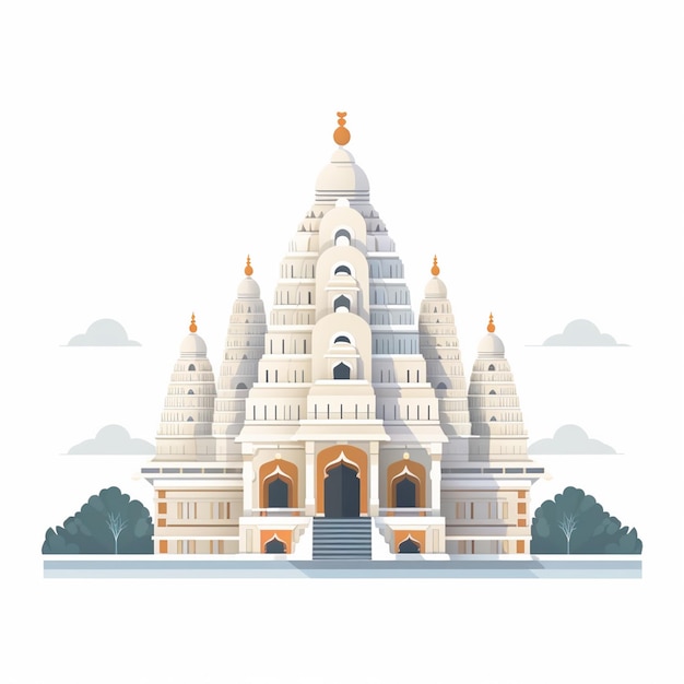 Vector vector temple illustration religion culture architecture ancient tourism india travel buil