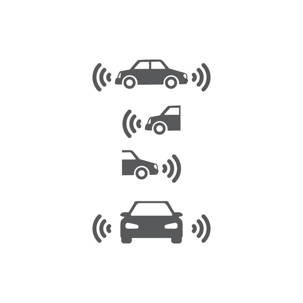 ベクター・テンプレート - 車の安全性と音のセンサーの平面設計のイラスト