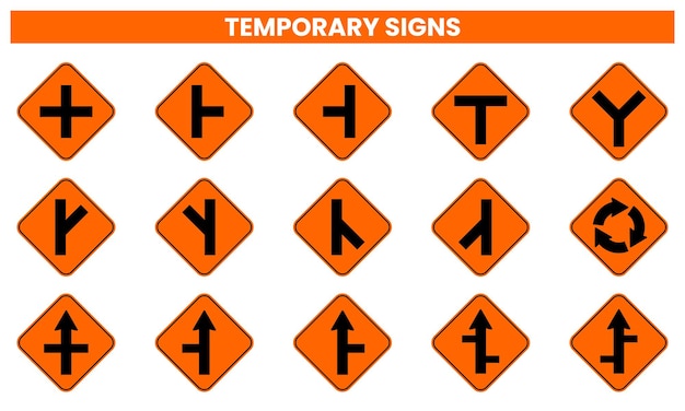 vector temporary signs collection