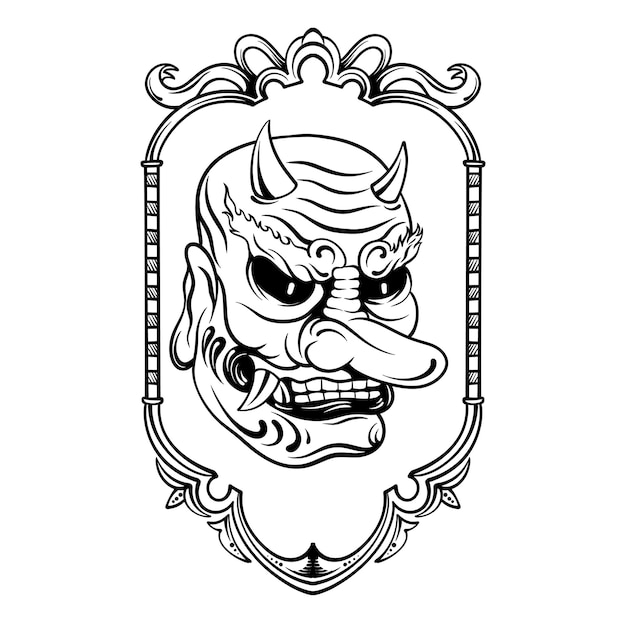 Vector vector tengu mask japanese yokai illustration design