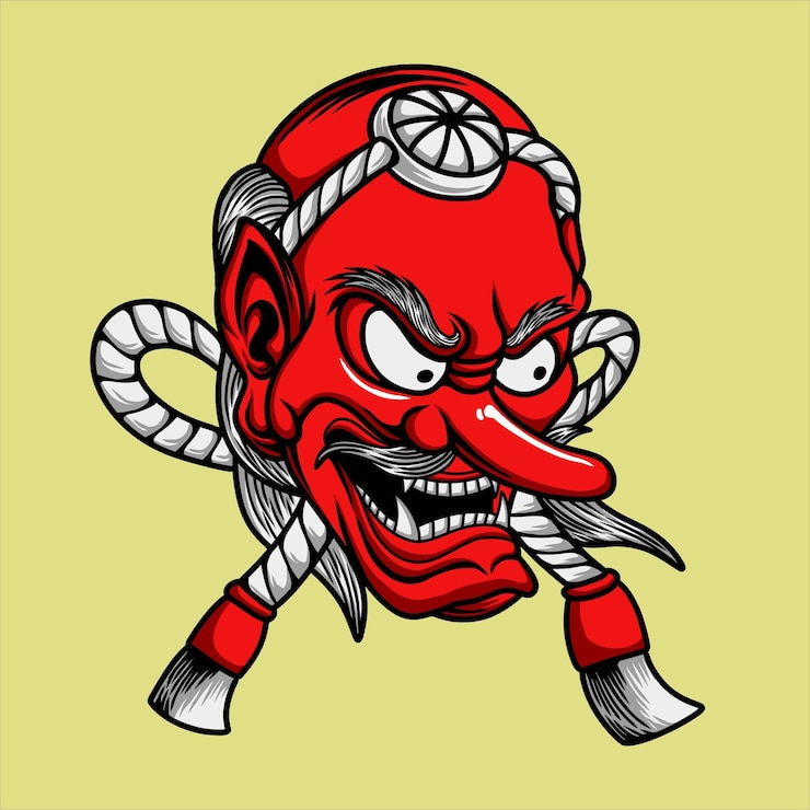 Vector vector tengu mask japanese
