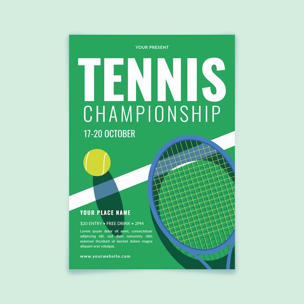 Vector Tennis championship event flyer template