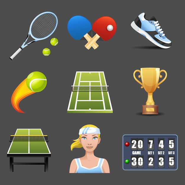 Vector vector tennis icon set