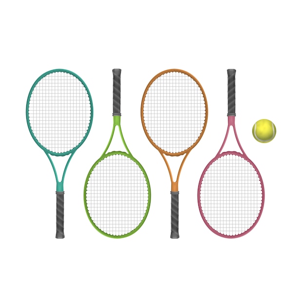 Vector vector tennis rackets with ball