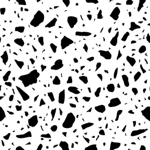 Vector pavimento in terrazzo motivo senza cuciture astratto bianco e nero italiano strutturato in cemento di pietra classico granito naturale texture di sfondo per il design d'interni tessuto di carta da parati di stampa tessile