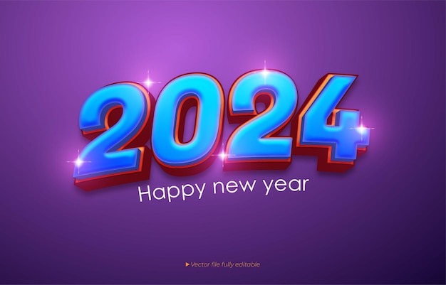 Vector vector text effect 2024 wishes on dark background
