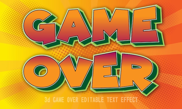 Vector text effect editable game over design