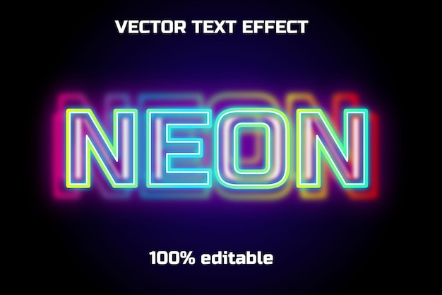 Vettore effetto testo vettoriale modificabile al neon a colori