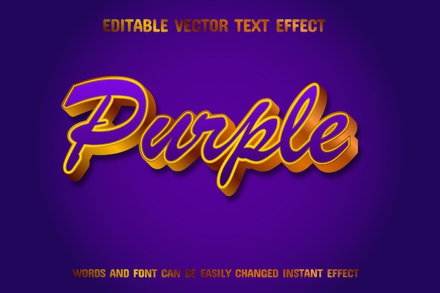 vector text effect editable purple gold