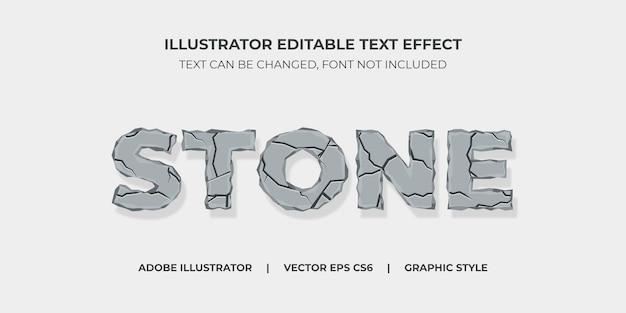 Vettore stile grafico illustratore effetto testo vettoriale cracked stone