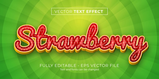 Vector text effect illustrator graphic style red strawberry