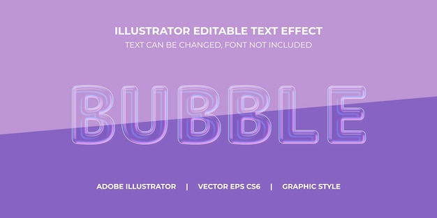 Вектор Векторный текстовый эффект иллюстратор графического стиля мыльные пузыри