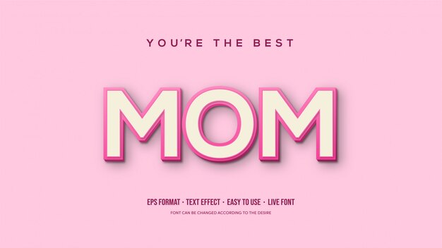 Vector vector text effect with mom writing overlapping.