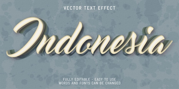 Vector text indonesia with 3d style effect