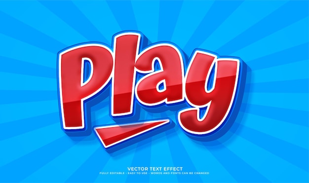 Vector text play 3d style effect