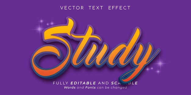 Vector text study with 3d style editable effect