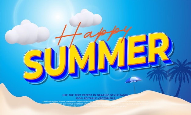 vector text summer with text effect 3d style