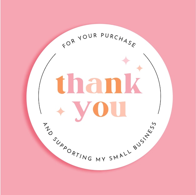 Vector thank you for purchase sticker template packaging small business