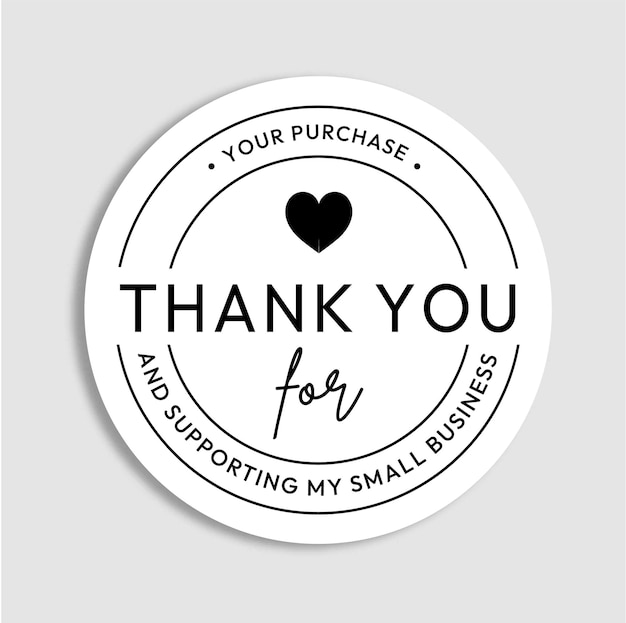 Vector thank you sticker template business packaging sticker
