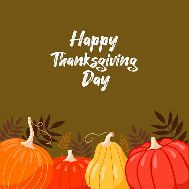 Vector Thanksgiving Day Greeting Card Pumpkins of different shapes