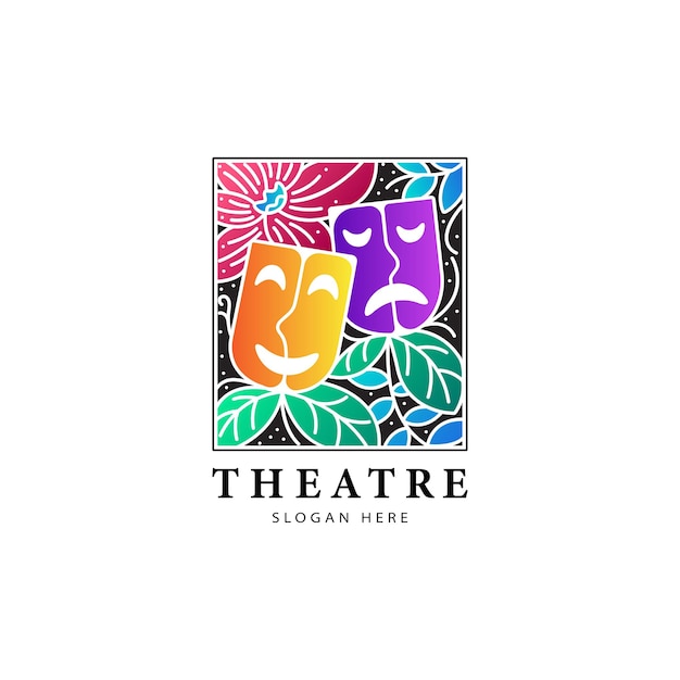 Vettore modello di progettazione del logo della maschera teatrale vettoriale