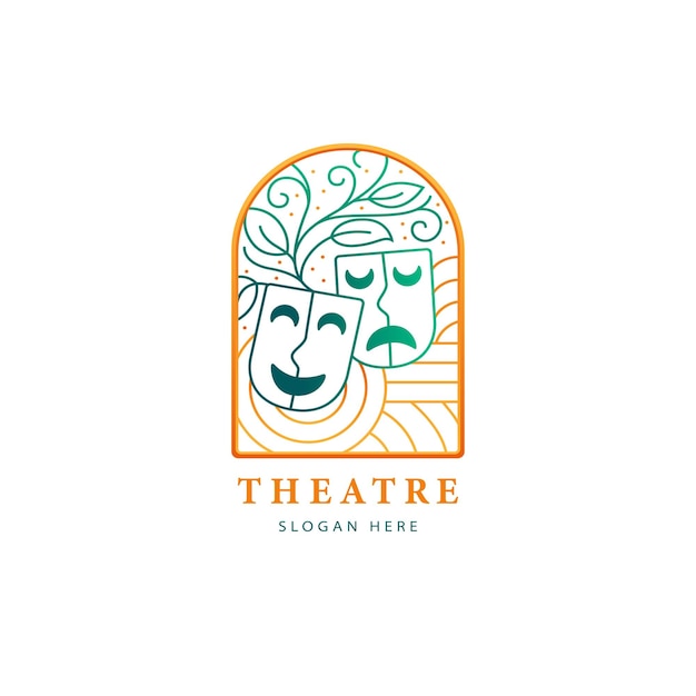 Modello di progettazione del logo della maschera teatrale vettoriale