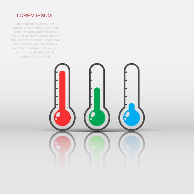 Vector thermometer icon in flat style Goal sign illustration pictogram Thermometer business concept