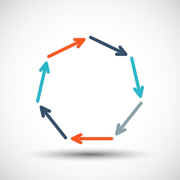Вектор Векторный семиугольник тонкой линии для инфографики шаблон для диаграммы цикла с 7 вариантами