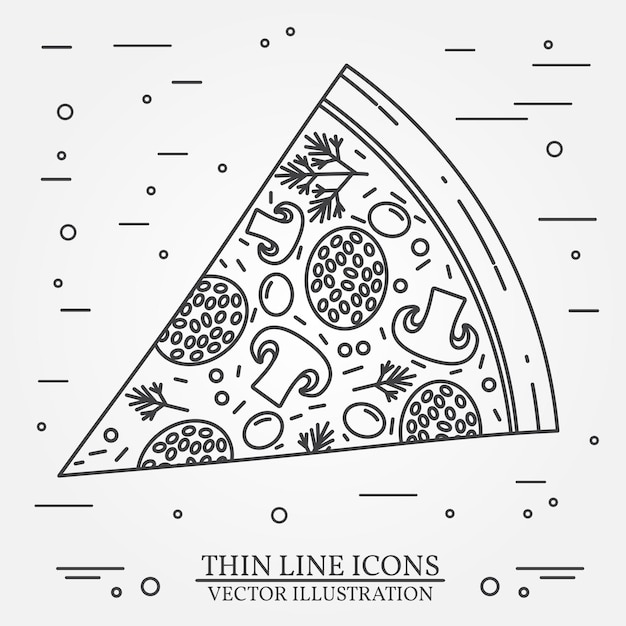 Vector thin line icon pizza For web design and application inte