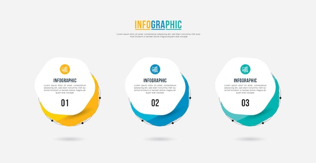 Vector Three Circle Steps Business Modern Infographic Template