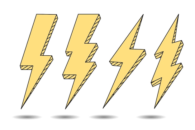 Vector vector thunder and bolt lighting flash comic style set