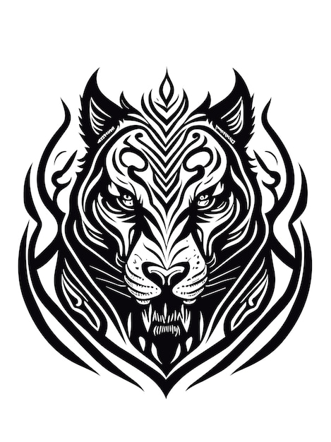 a vector tiger head silhouette mythology logo monochrome design style artwork illustration