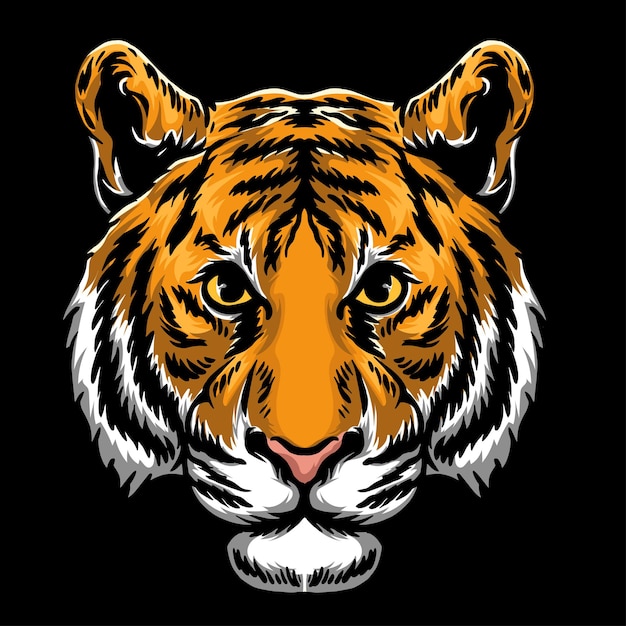 Vector Tiger hoofd kleur illustratie