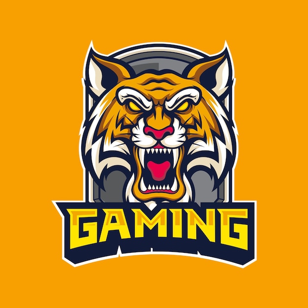 Векторный логотип талисмана тигра для киберспорта и спортивной команды