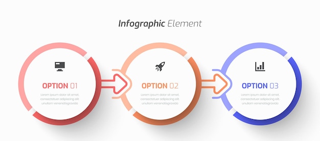 Vector vector tijdlijn infographic bedrijf met cirkel labelpictogram en 3 opties voor presentatie