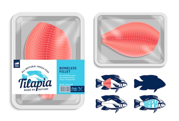 Vector vector tilapia packaging illustration