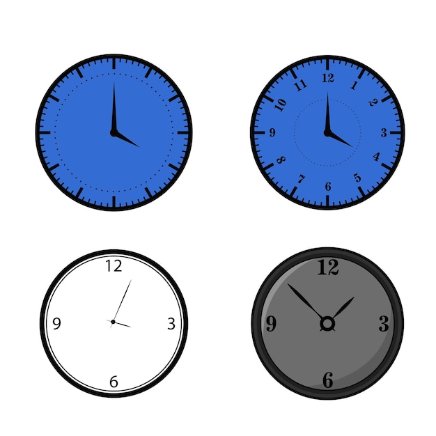 Vector Time and Clock icons in thin line style