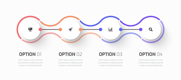 Vector timeline infographic business with circle label line icon and 4 options for presentation