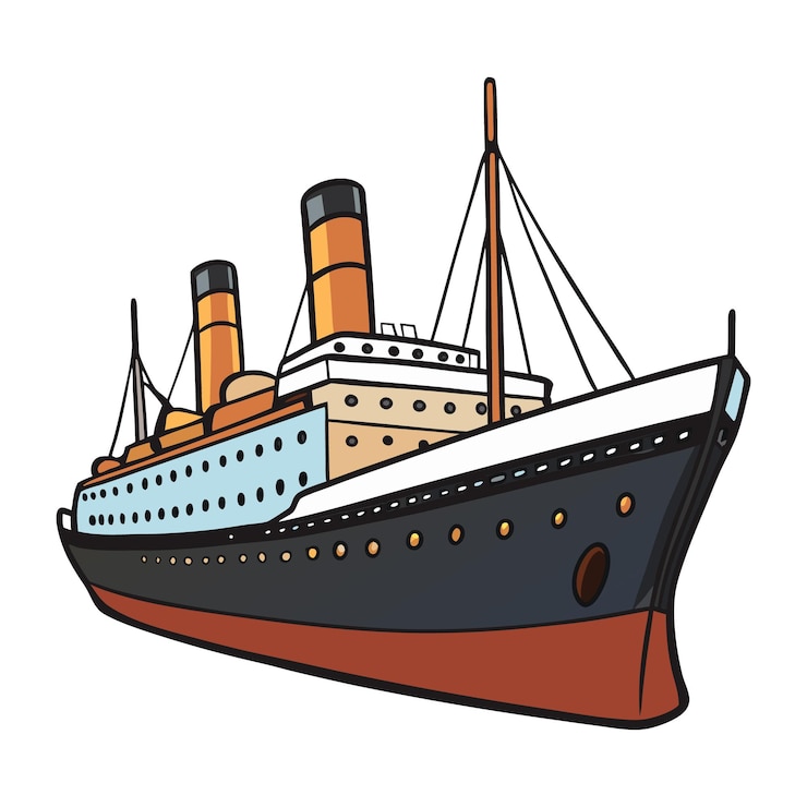 Vector vector titanic ship on white background