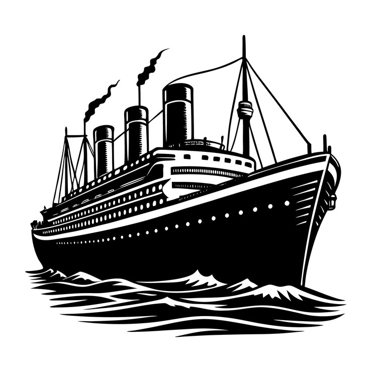 Vector vector titanic ship on white background