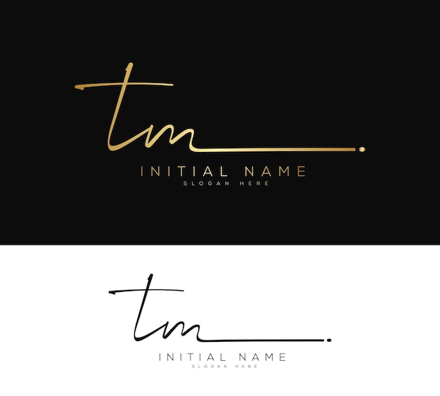 Vector vector tm t m initial letter handwriting and signature logo