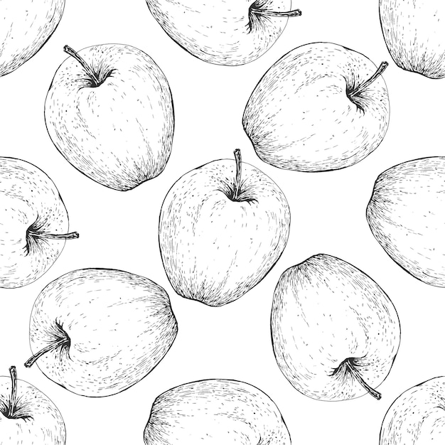 Vector vector tomato handdrawn seamless pattern in the style of engraving