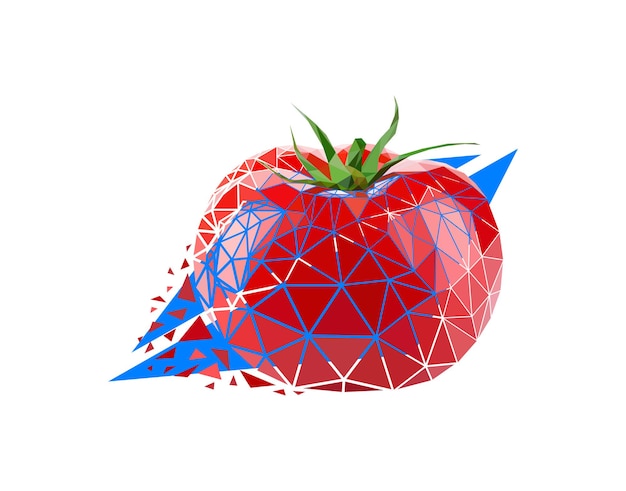 Vector tomato in low poly style. digital art