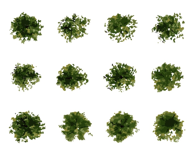 vector top view of trees and bushes vector illustrations set landscape elements for garden park